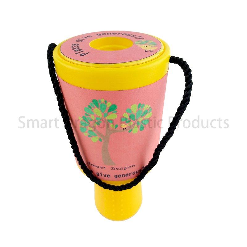 Yellow Rounded Hand Held Plastic Collection Charity Box