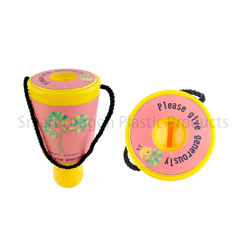 Yellow Rounded Hand Held Plastic Collection Charity Box
