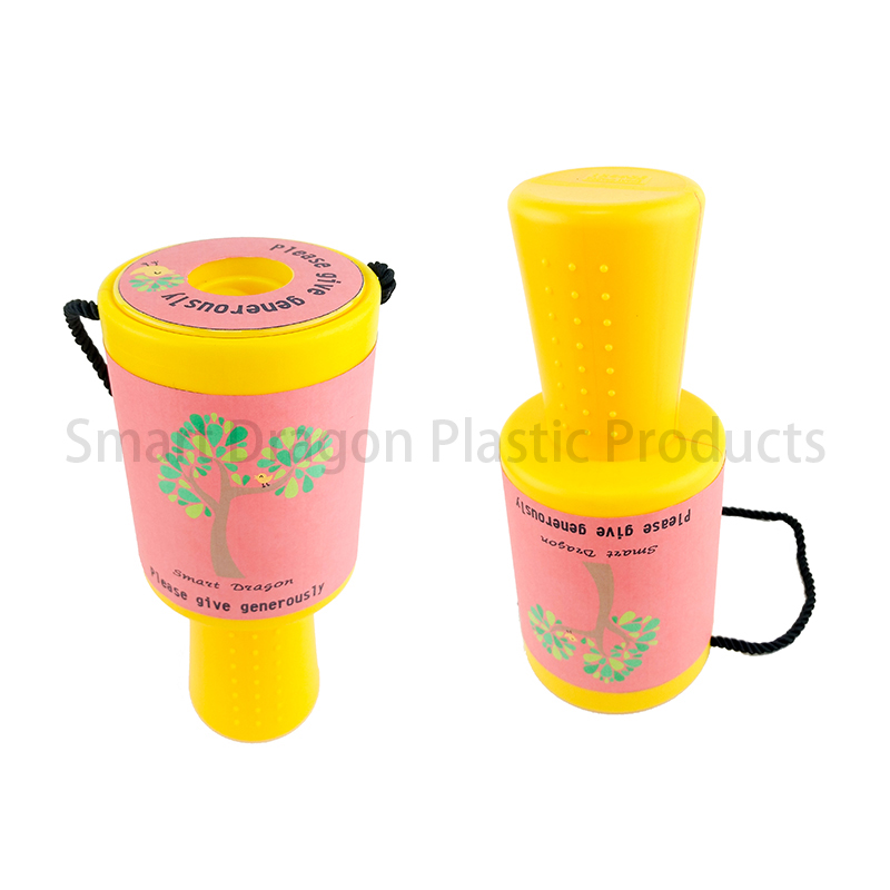 Yellow Rounded Hand Held Plastic Collection Charity Box-5